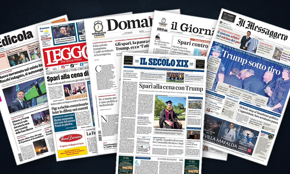 Collage delle prime pagine analizzate: America sotto tiro, Golfo in stallo