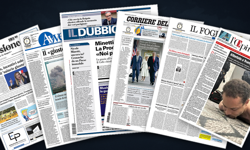 Collage delle prime pagine analizzate: Hormuz, Opec e l'asse Londra-Washington