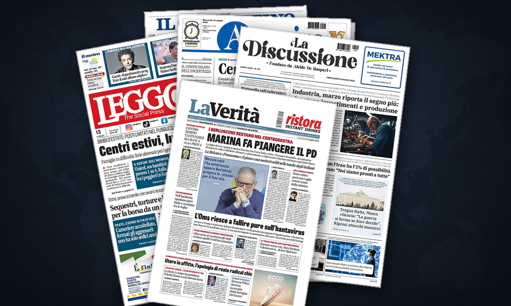 Collage delle prime pagine analizzate: Iran, Pechino e tribunali: le scelte del mondo