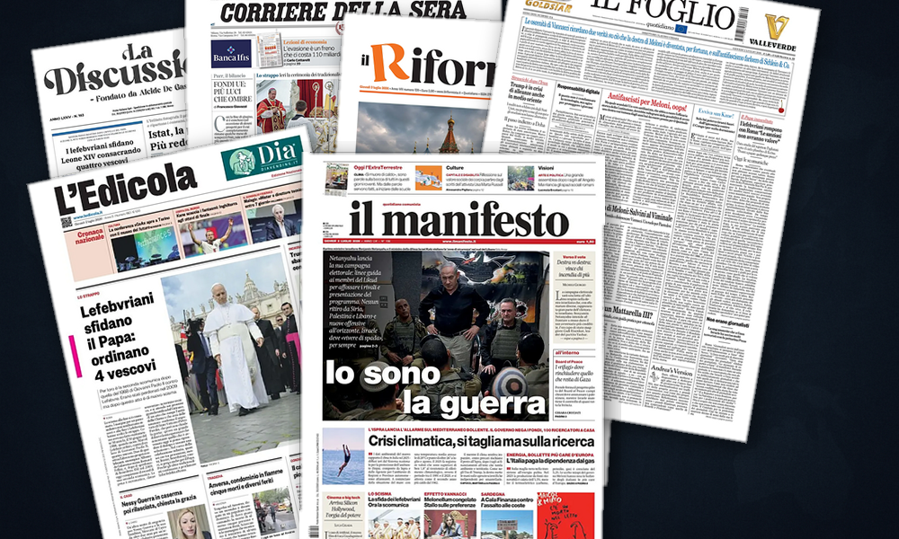 Collage delle prime pagine analizzate: Scisma lefebvriano e NATO nell’occhio del ciclone