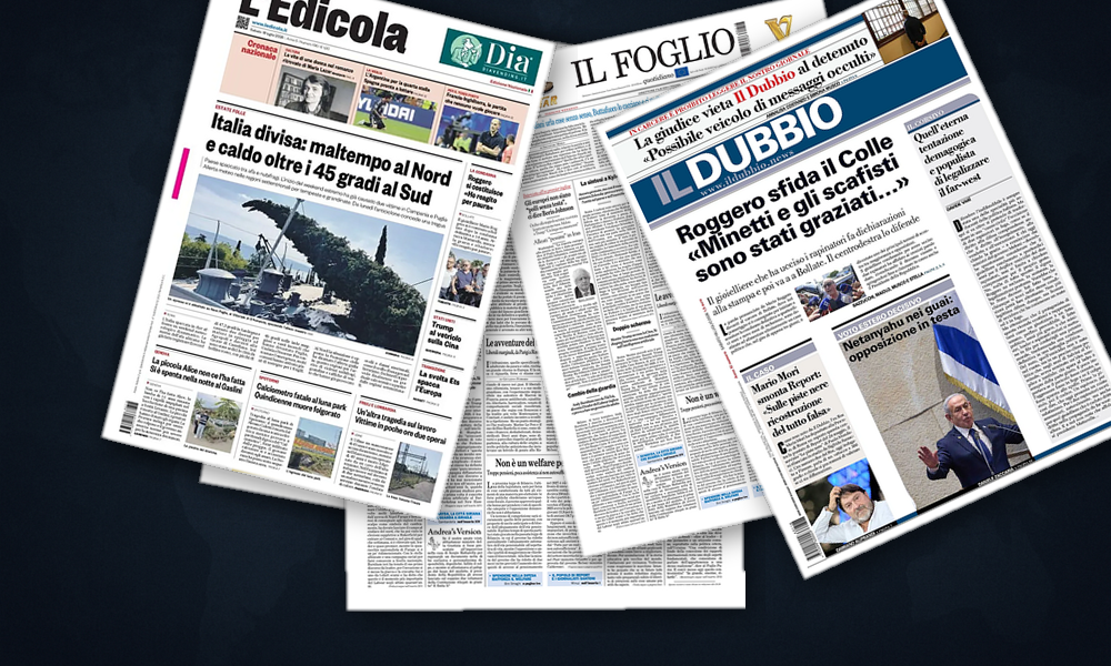 Collage delle prime pagine analizzate: Tra urne Usa, ETS Ue e Londra che cambia
