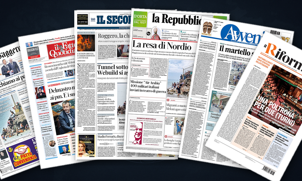 Collage delle prime pagine analizzate: Ceuta, Ucraina e Golfo: le scelte in prima