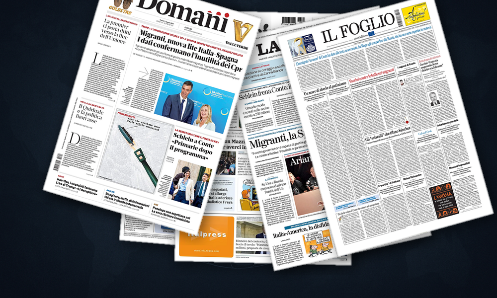 Collage delle prime pagine analizzate: Ceuta domina l’agenda estera italiana