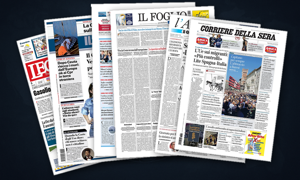 Collage delle prime pagine analizzate: Ceuta divide l’Ue, spiragli su Hormuz