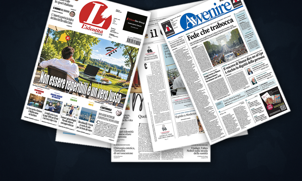Collage delle prime pagine analizzate: Iran, Parigi e altri fronti