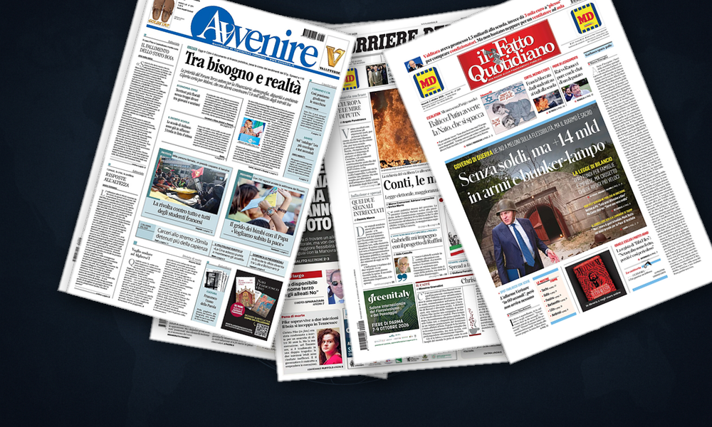 Collage delle prime pagine analizzate: Francia in fiamme, Europa in allerta