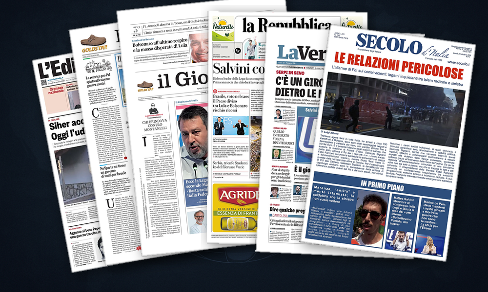 Collage delle prime pagine analizzate: Israele al voto e venti di tregua