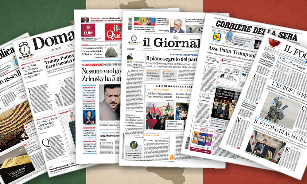 Collage delle prime pagine analizzate: Europa tra assedi e identità in crisi