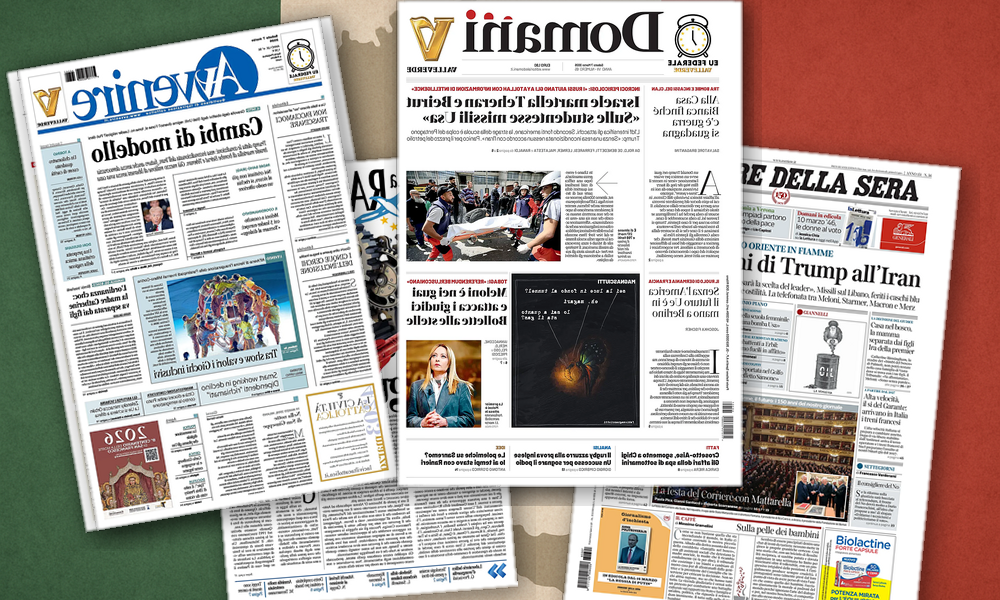 Collage delle prime pagine analizzate: Guerra, caro-bollette e giustizia dividono le prime pagine