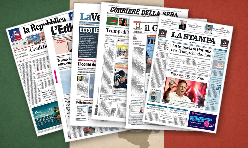 Collage delle prime pagine analizzate: Golfo, giustizia e cultura: lattimo che divide