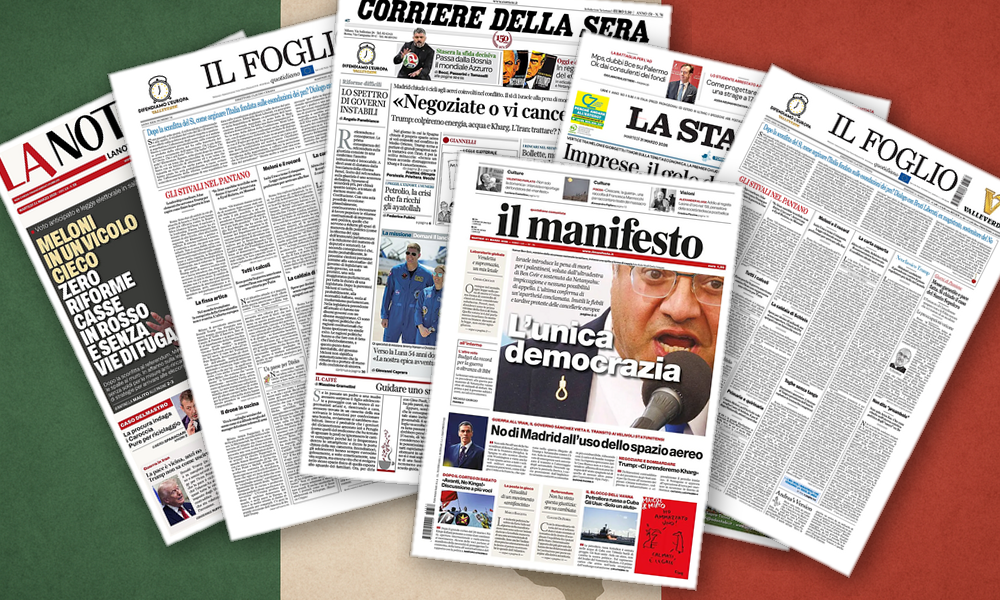 Collage delle prime pagine analizzate: Crisi energetica, giustizia e fede in vetrina