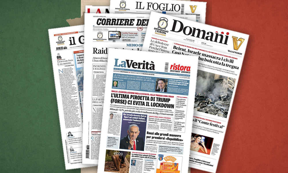Collage delle prime pagine analizzate: Tregua fragile, Libano in fiamme