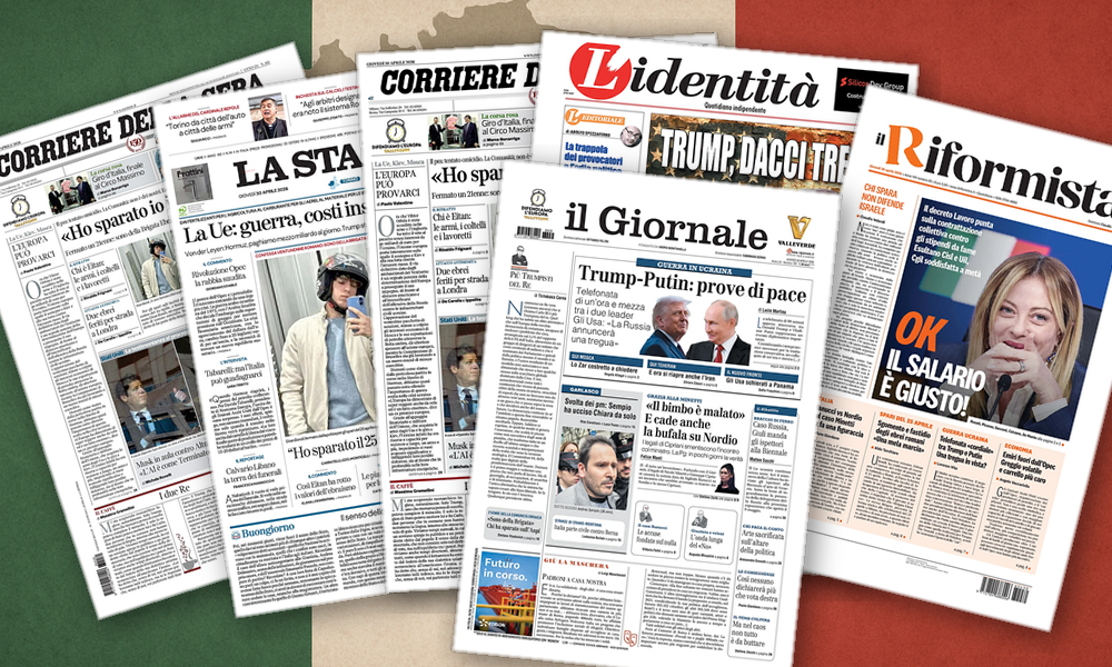 Collage delle prime pagine analizzate: Spari, grazia e benzina: i giornali si dividono