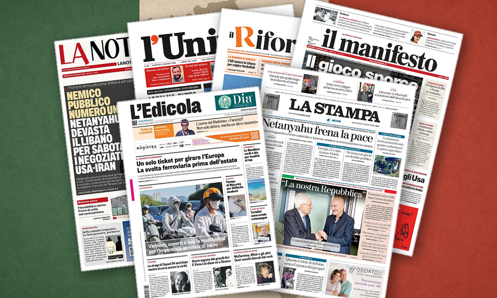Collage delle prime pagine analizzate: Tregua, Repubblica, lavoro: i quotidiani si dividono