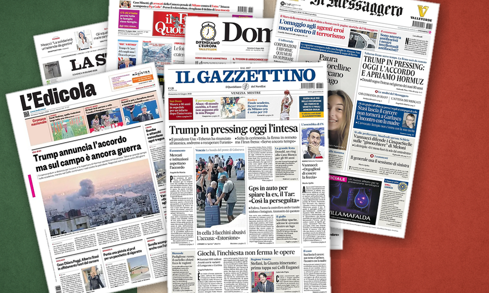 Collage delle prime pagine analizzate: Accordo a distanza e destra in fermento
