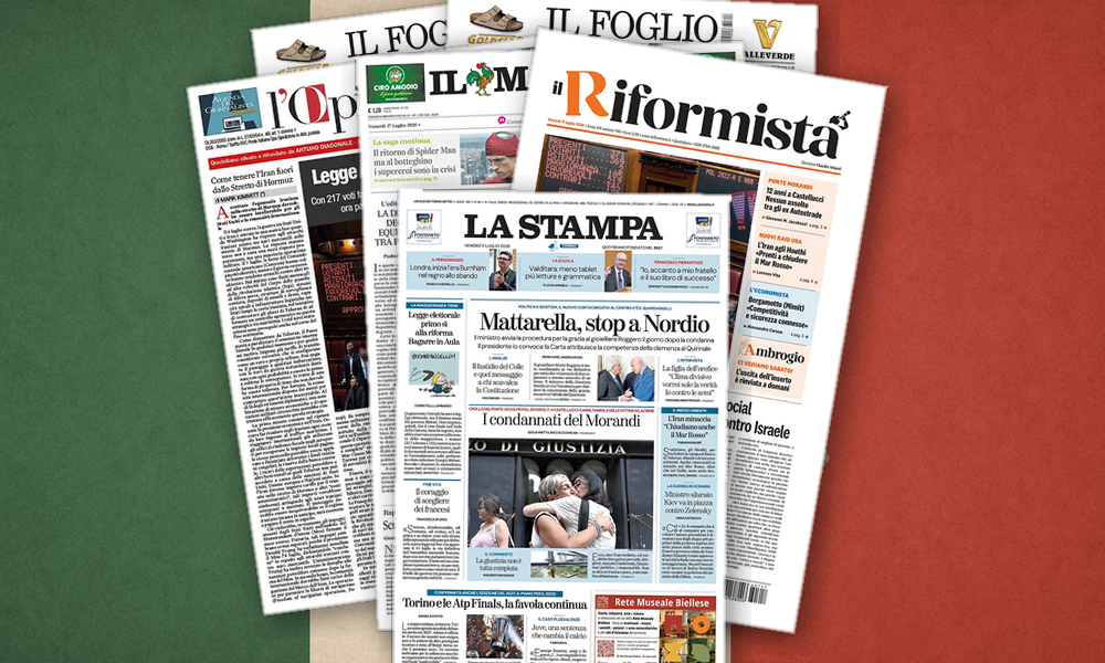 Collage delle prime pagine analizzate: Grazia, legge elettorale e giustizia: i fronti aperti