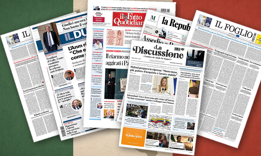 Collage delle prime pagine analizzate: Ranucci, Ceuta e missili: i fronti del giorno
