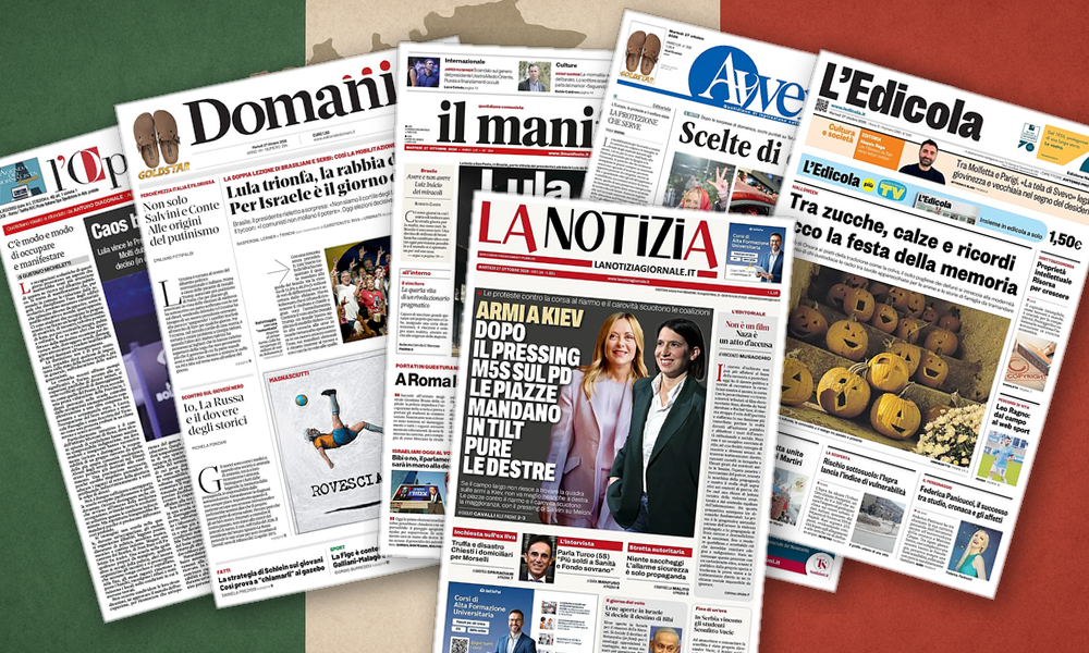 Collage delle prime pagine analizzate: Lula, Bibi e piazze: Italia allo specchio