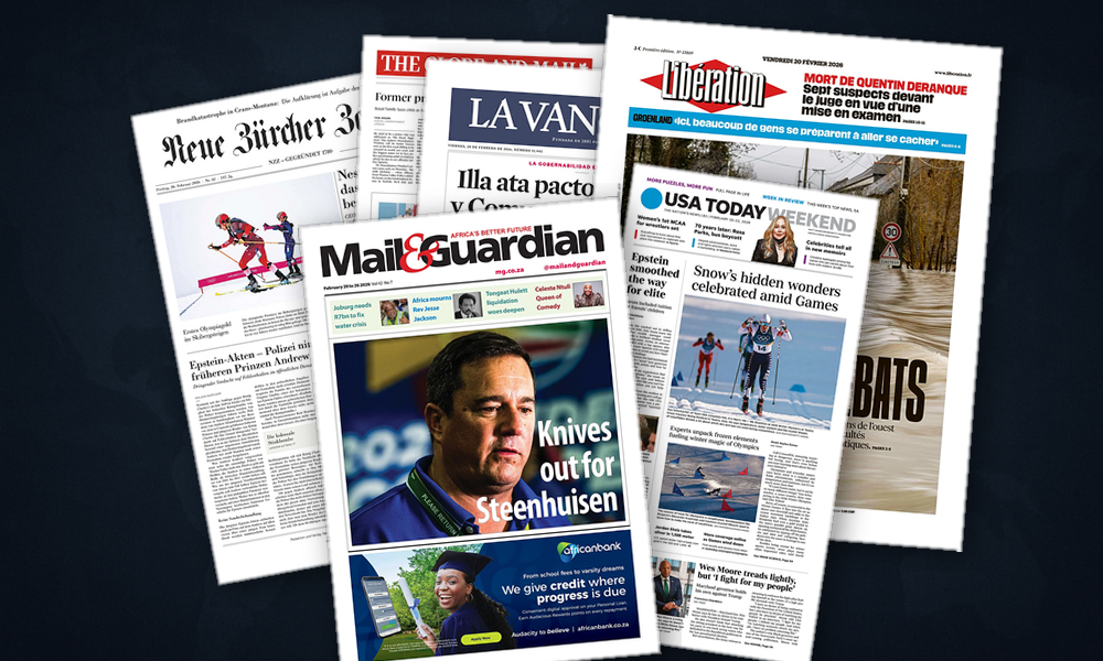 Collage delle prime pagine analizzate: Epstein, riforme e hockey dividono le Americhe