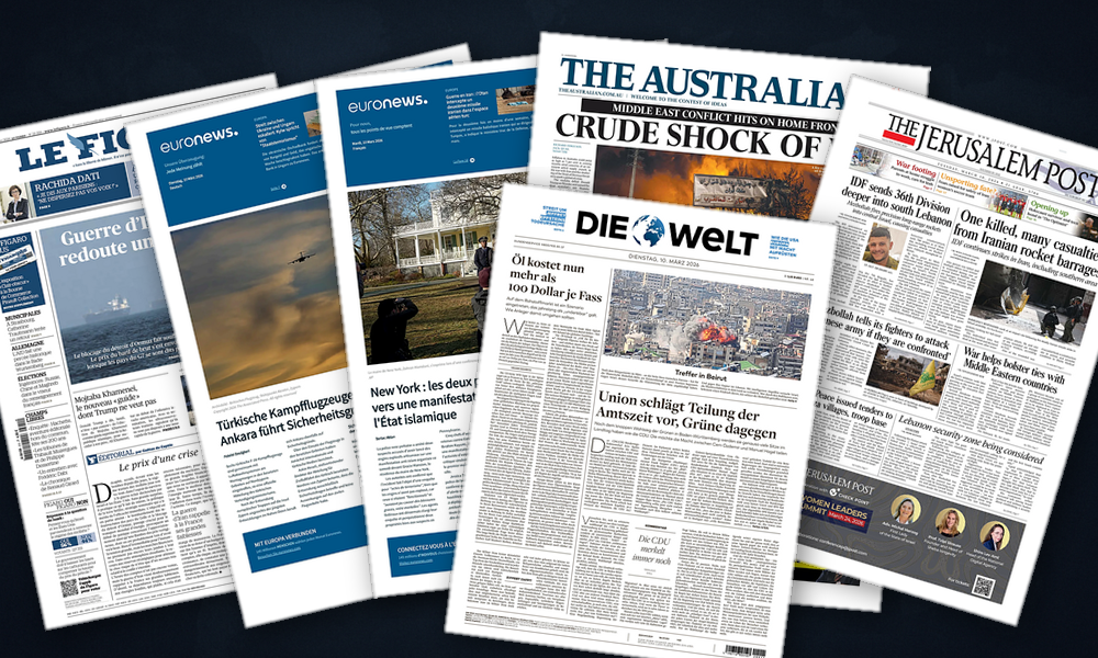 Collage delle prime pagine analizzate: Petrolio, guerra e sguardi divergenti