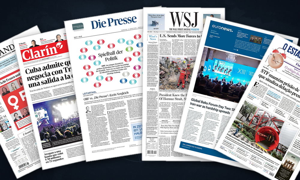 Collage delle prime pagine analizzate: Guerra, Cuba e giustizia dividono le Americhe