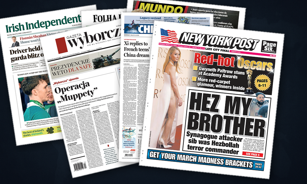 Collage delle prime pagine analizzate: Golfo in fiamme, Oscar e polarizzazioni