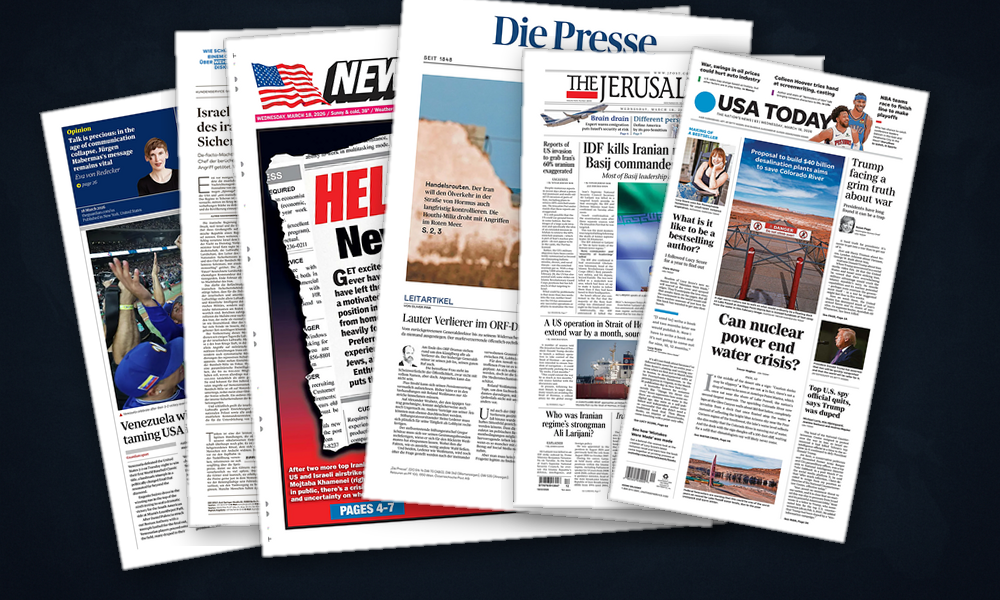 Collage delle prime pagine analizzate: Guerra, scandali e istituzioni in allerta