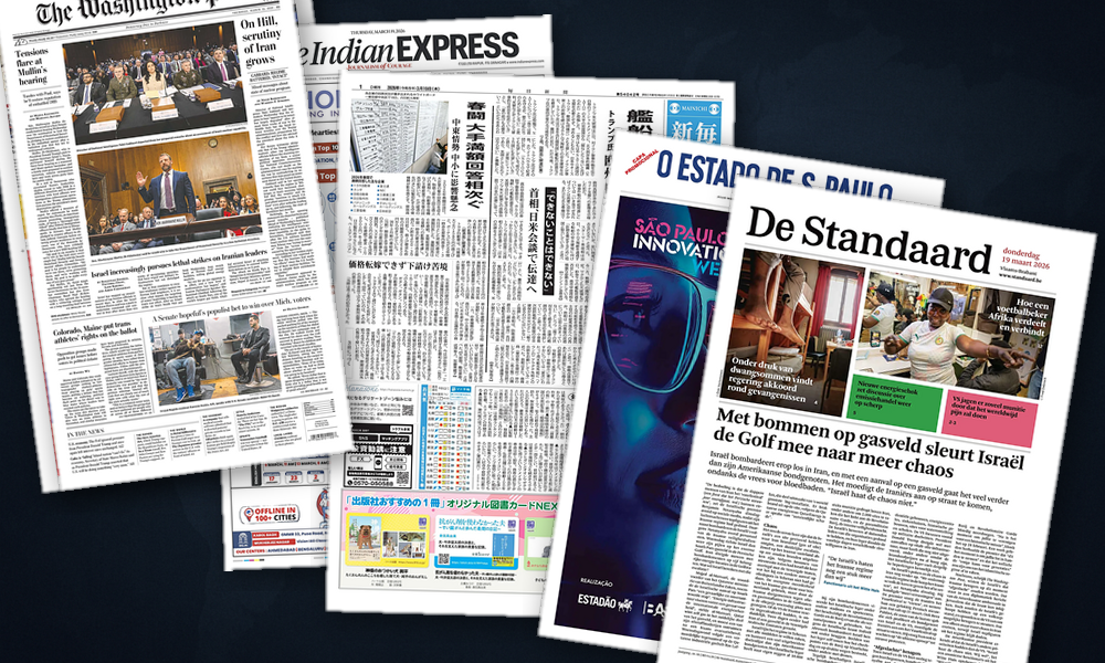 Collage delle prime pagine analizzate: Guerra, energia e tassi agitano le Americhe