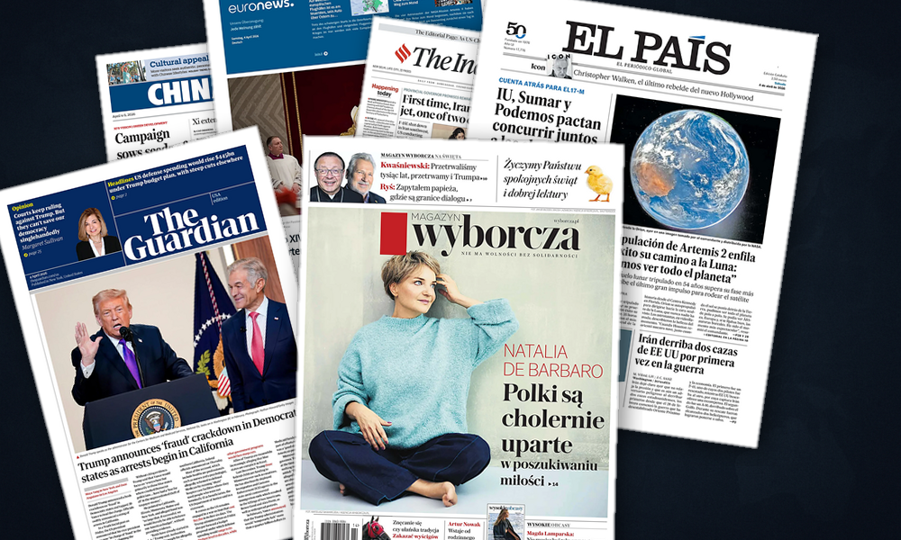 Collage delle prime pagine analizzate: Due jet USA abbattuti, Americhe divise