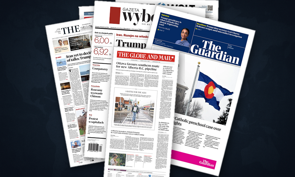 Collage delle prime pagine analizzate: Tra Iran, Apple e violenza: l’agenda americana