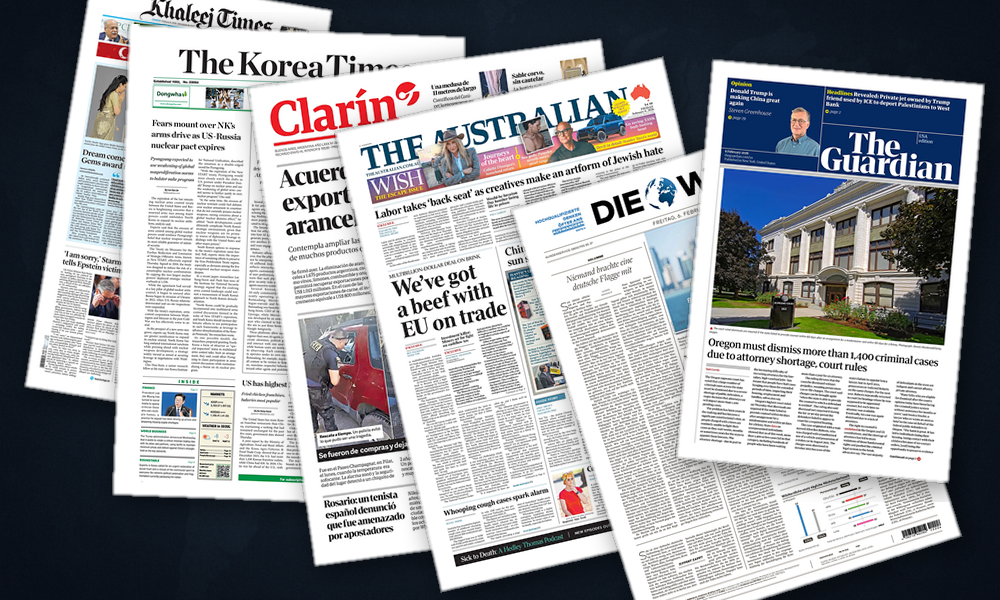 Collage delle prime pagine analizzate: Diplomazia in fermento e allarmi di sicurezza