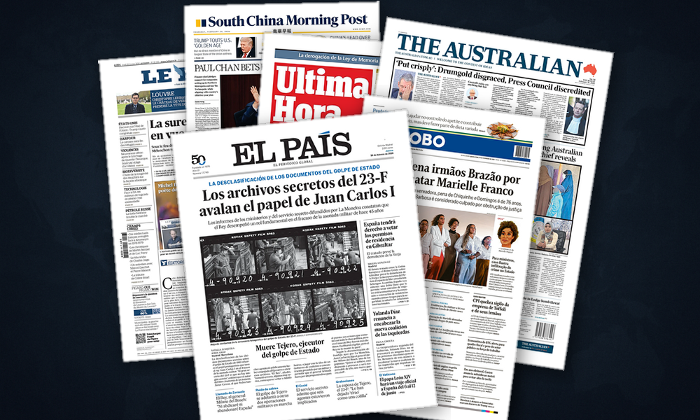 Collage delle prime pagine analizzate: Iran, Modi in Israele e l’Asia che investe