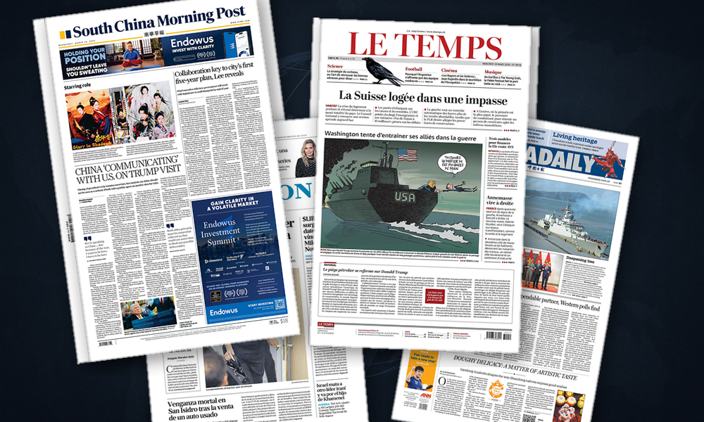 Collage delle prime pagine analizzate: Guerra iraniana, scosse economiche e allarmi regionali