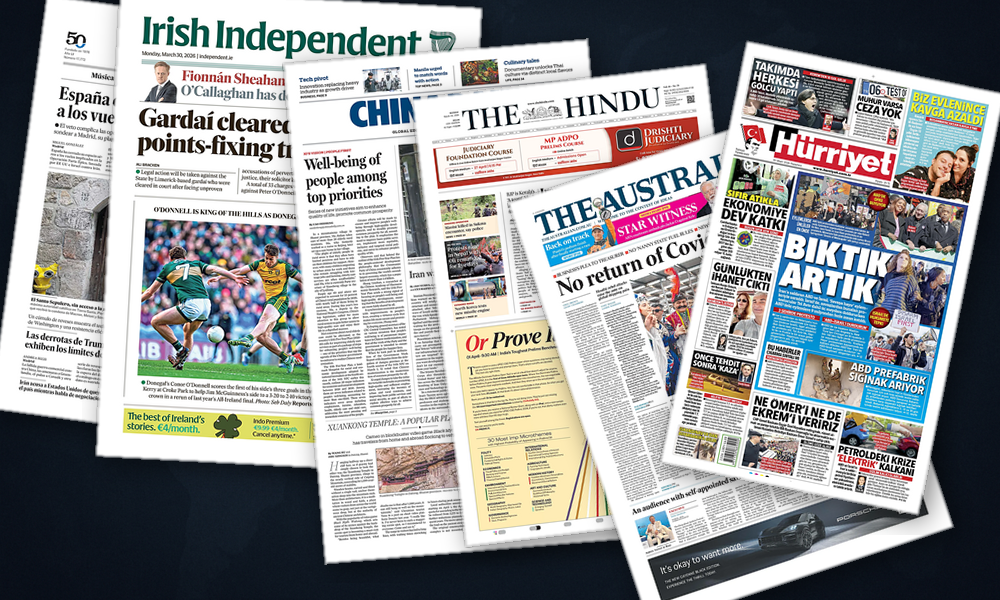 Collage delle prime pagine analizzate: Iran e energia: l’Asia fa i conti