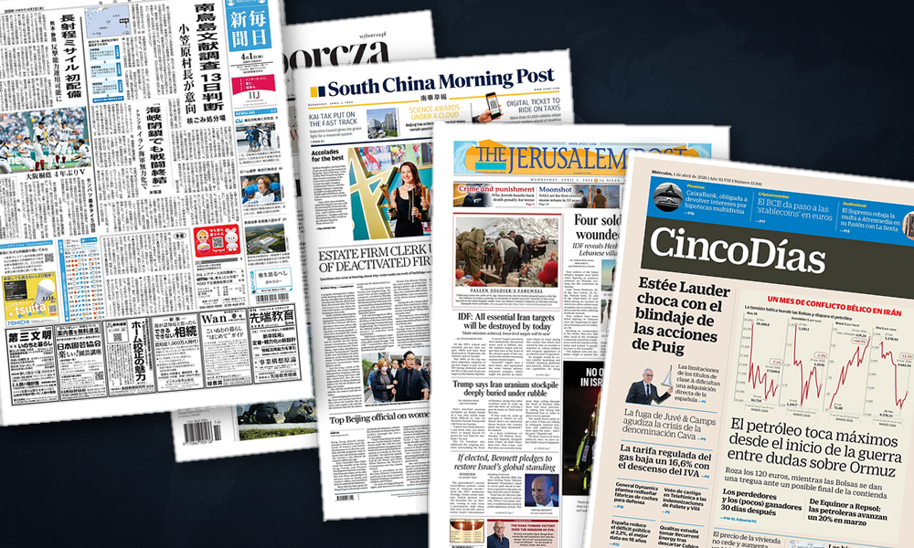 Collage delle prime pagine analizzate: Guerra, energia e timori: lAsia reagisce