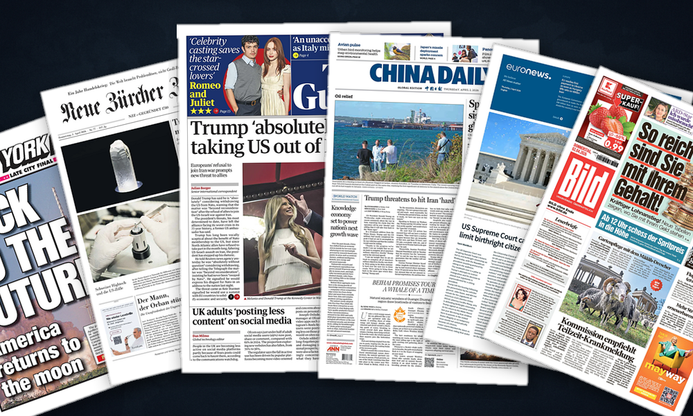 Collage delle prime pagine analizzate: Orizzonte Asia-Pacifico tra Hormuz, caro-energia e "stabilità" cinese