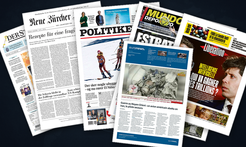 Collage delle prime pagine analizzate: Golfo in fiamme, Asia in allerta