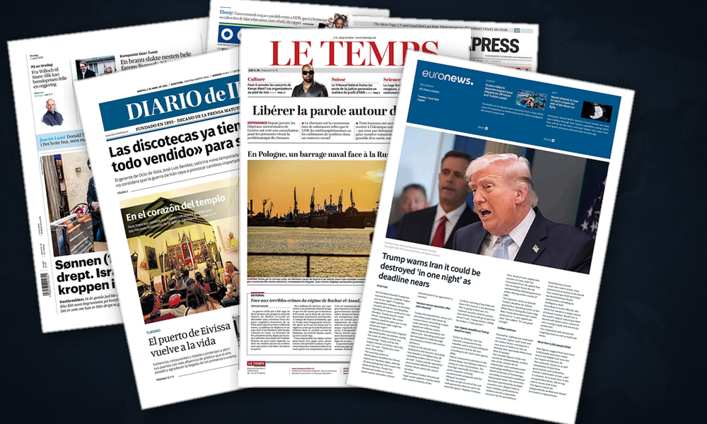 Collage delle prime pagine analizzate: Ultimatum su Ormuz, Asia tra crisi ed energia