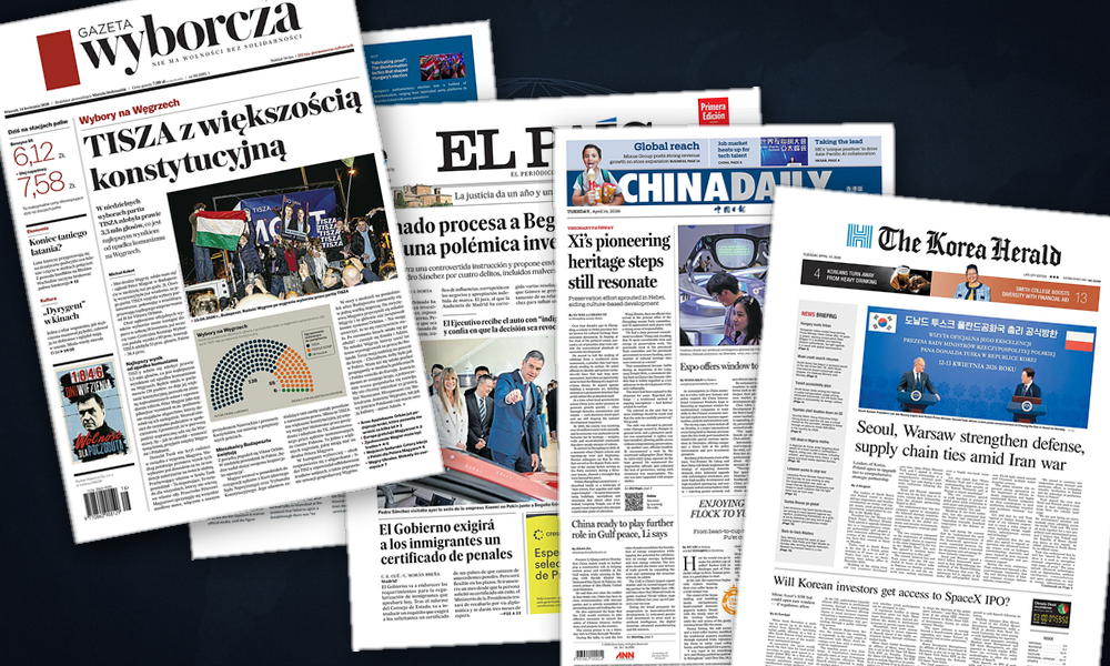 Collage delle prime pagine analizzate: Crisi a Hormuz, Asia tra allerta e riposizionamenti