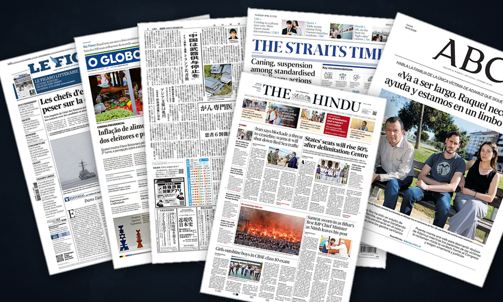 Collage delle prime pagine analizzate: Asia-Pacifico tra tregua, sicurezza e scosse interne