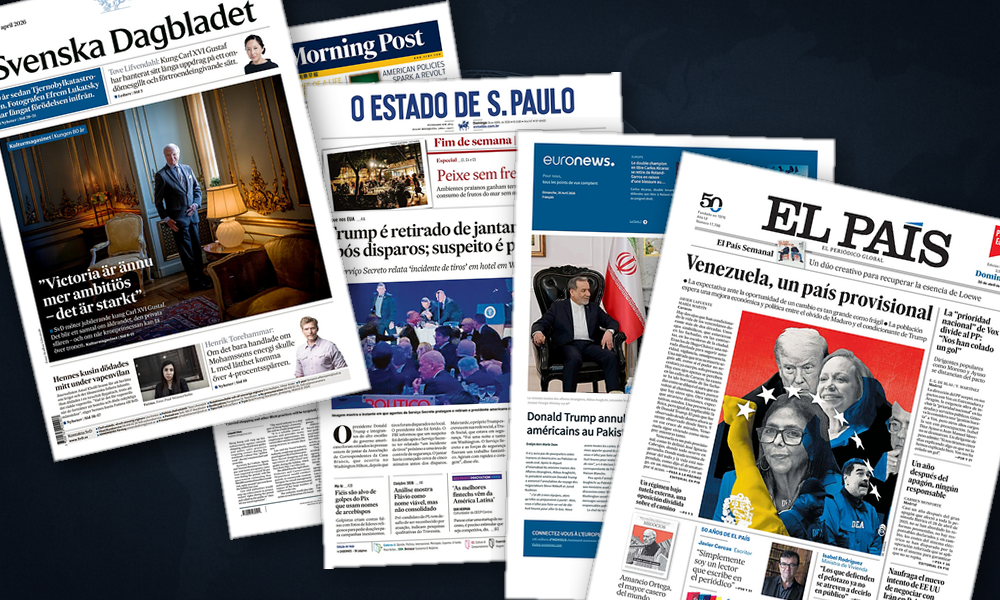 Collage delle prime pagine analizzate: Stallo tra Iran e USA domina