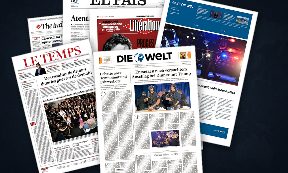 Collage delle prime pagine analizzate: Spari a Washington e diplomazia cinese