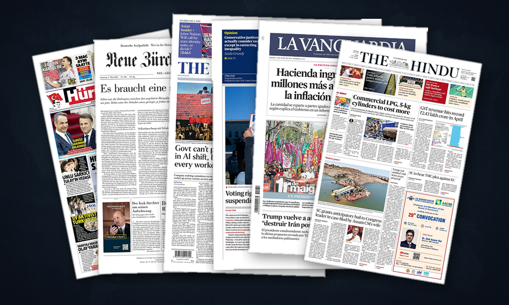 Collage delle prime pagine analizzate: Scosse energetiche e geopolitica in Asia