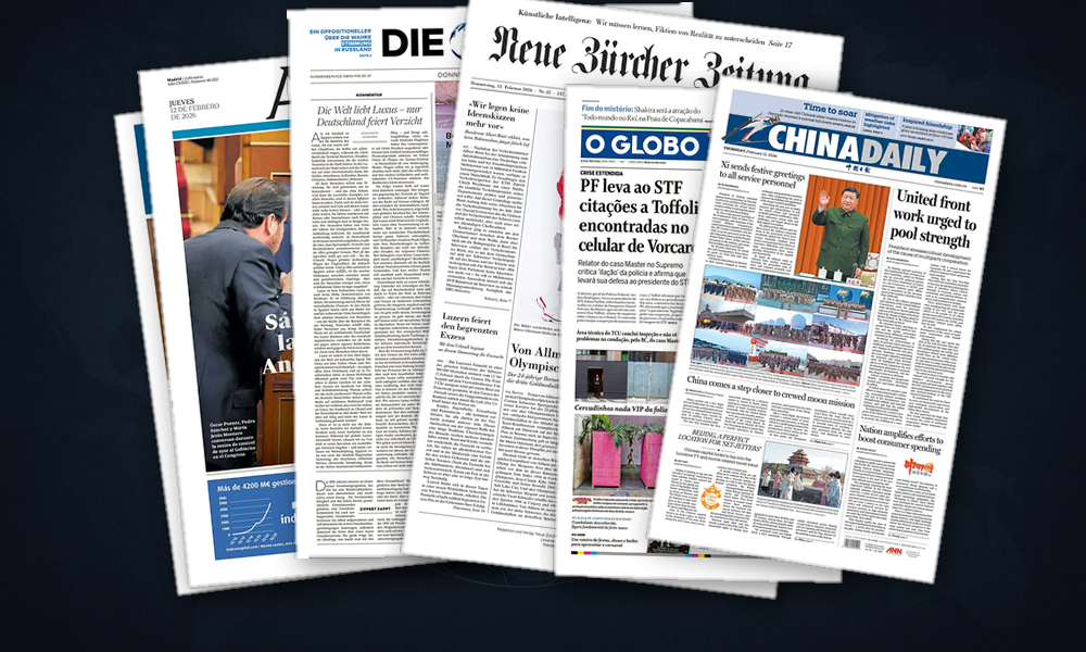 Collage delle prime pagine analizzate: Sicurezza, Le Pen e competitività in prima pagina