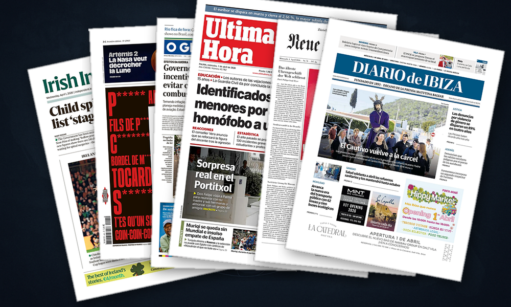 Collage delle prime pagine analizzate: Europa tra Iran, inflazione e rimpatri