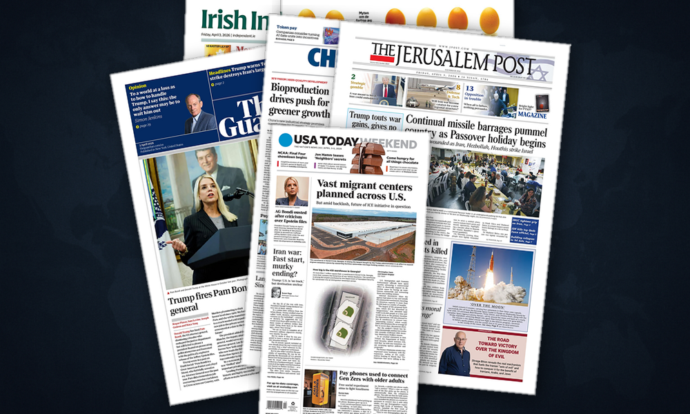 Collage delle prime pagine analizzate: Iran, Nato e Luna: l’Europa si divide