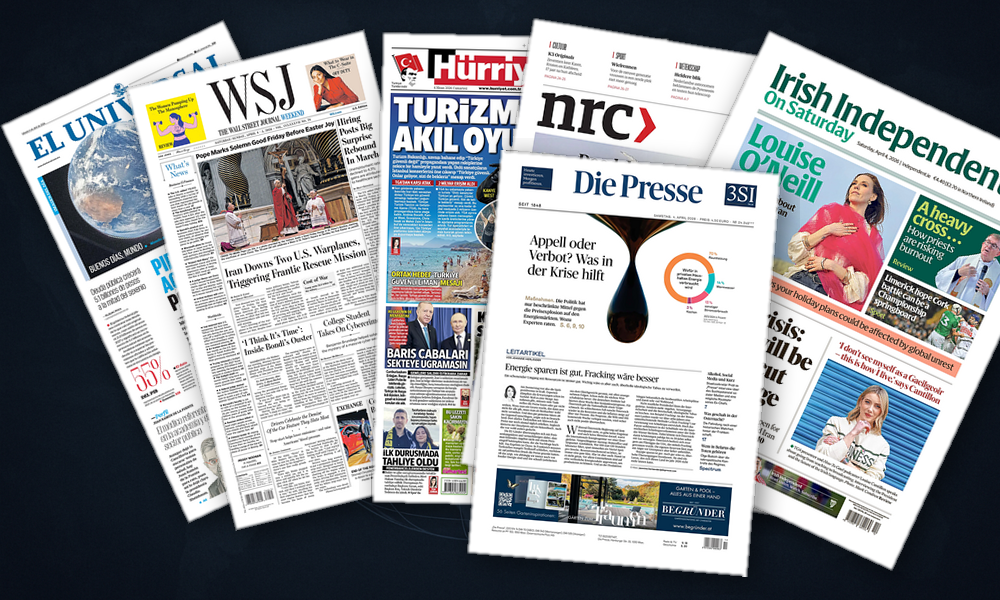 Collage delle prime pagine analizzate: Jet abbattuto, energia e Papa: l’Europa divisa