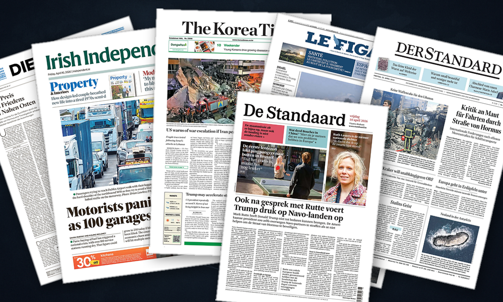 Collage delle prime pagine analizzate: Libano, Ormuz e NATO sulle prime pagine