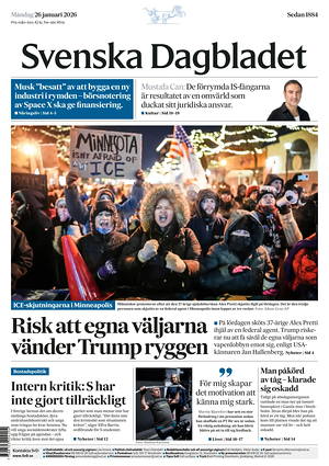 Prima pagina Svenska Dagbladet di oggi - Quotidiano estero