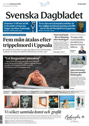 Prima pagina Svenska Dagbladet di oggi - Quotidiano estero